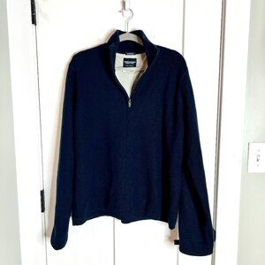 Abercrombie and Fitch Gym Issue Muscle Quarter Zip Navy Blue Merino Wool Sweater